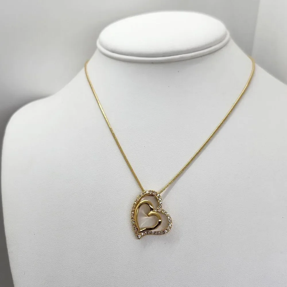 Worthington Gold Tone Double Heart Pendant‎ Necklace
